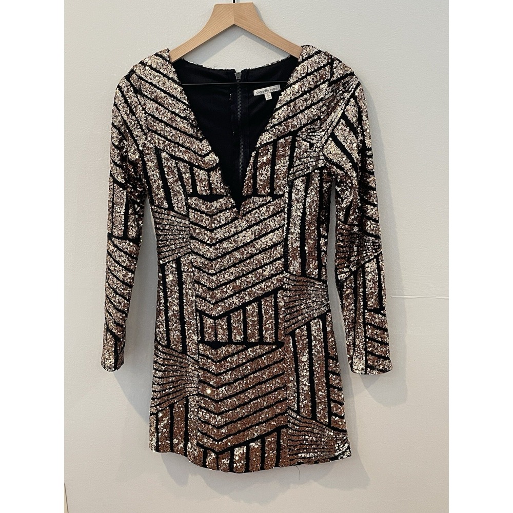 Charlotte Russe Dress Gold Sequin Cocktail Short Party Juniors Size Large